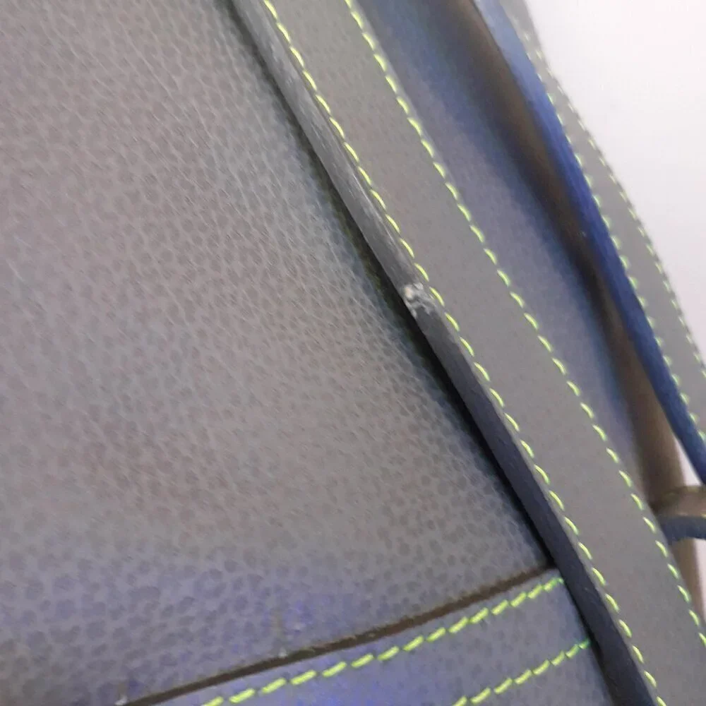 Green Leather Contrast Stitching Backpack Made in Romania Boho Utility